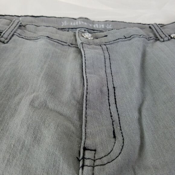 Hipstar Jeans Womens 24 Gray High Rise Skinny Leg Rhinestone Light Wash‎ Denim - Picture 12 of 16